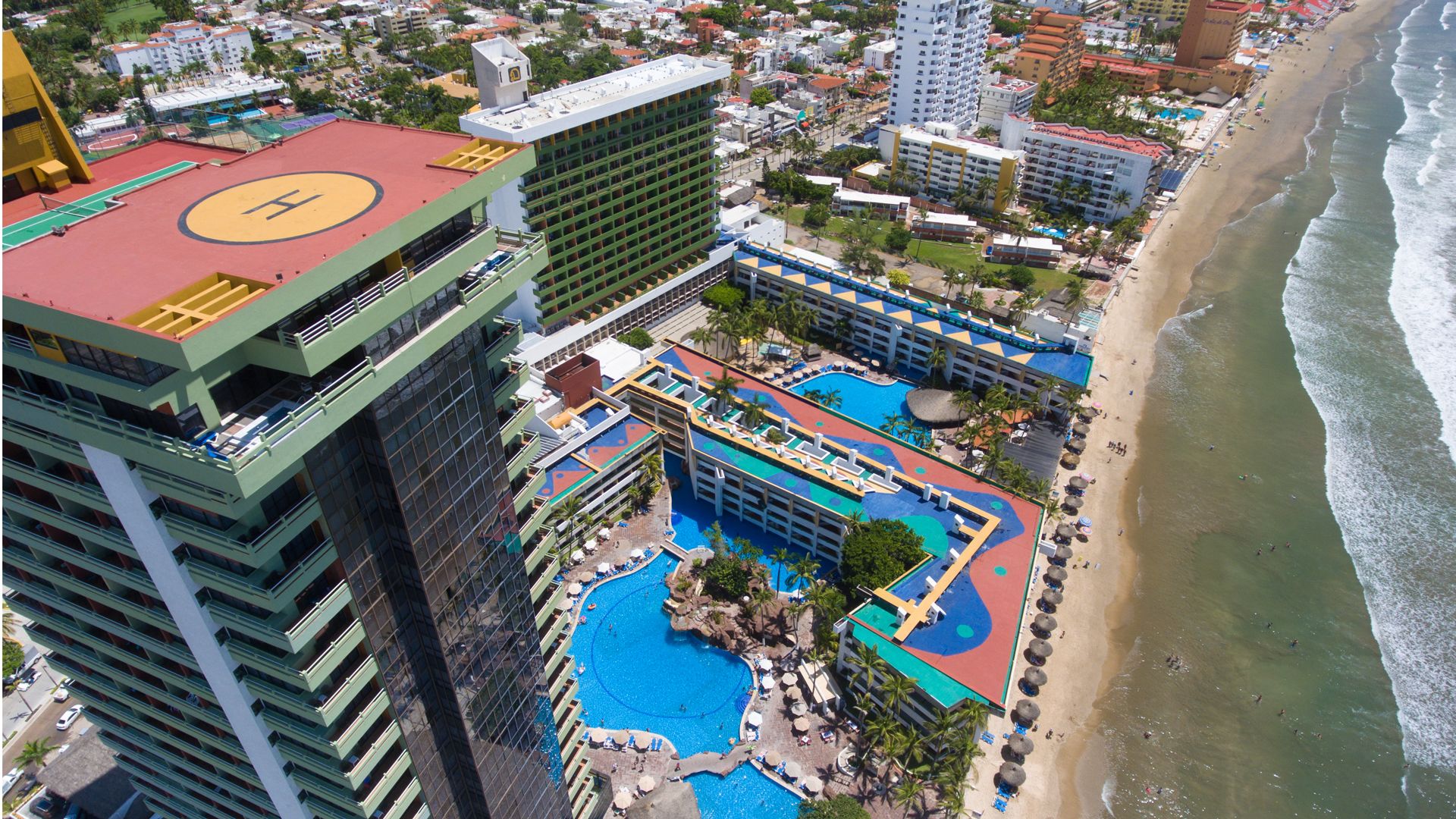 Aerial view of El Cid Resorts in Mazatlán